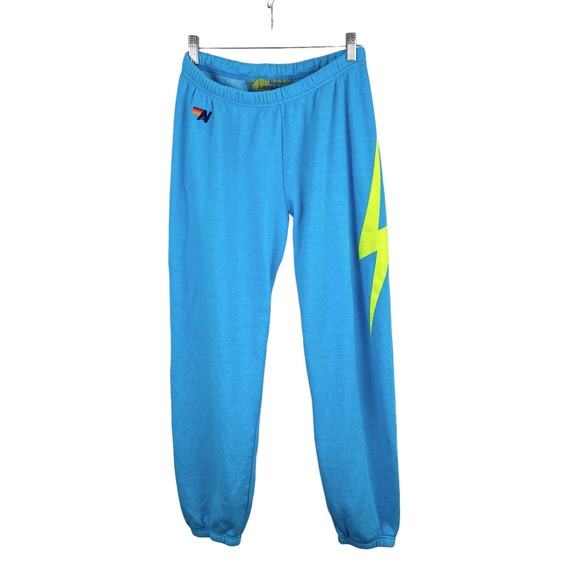 Aviator Nation Pants - Aviator Nation Bolt Sweatpants Blue Neon Yellow